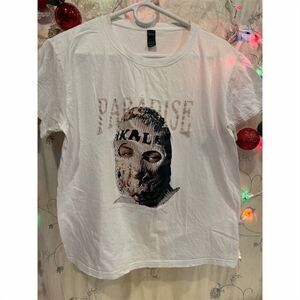 PARADISE Men's Graphic Print T-Shirt White Crew Neck Size M